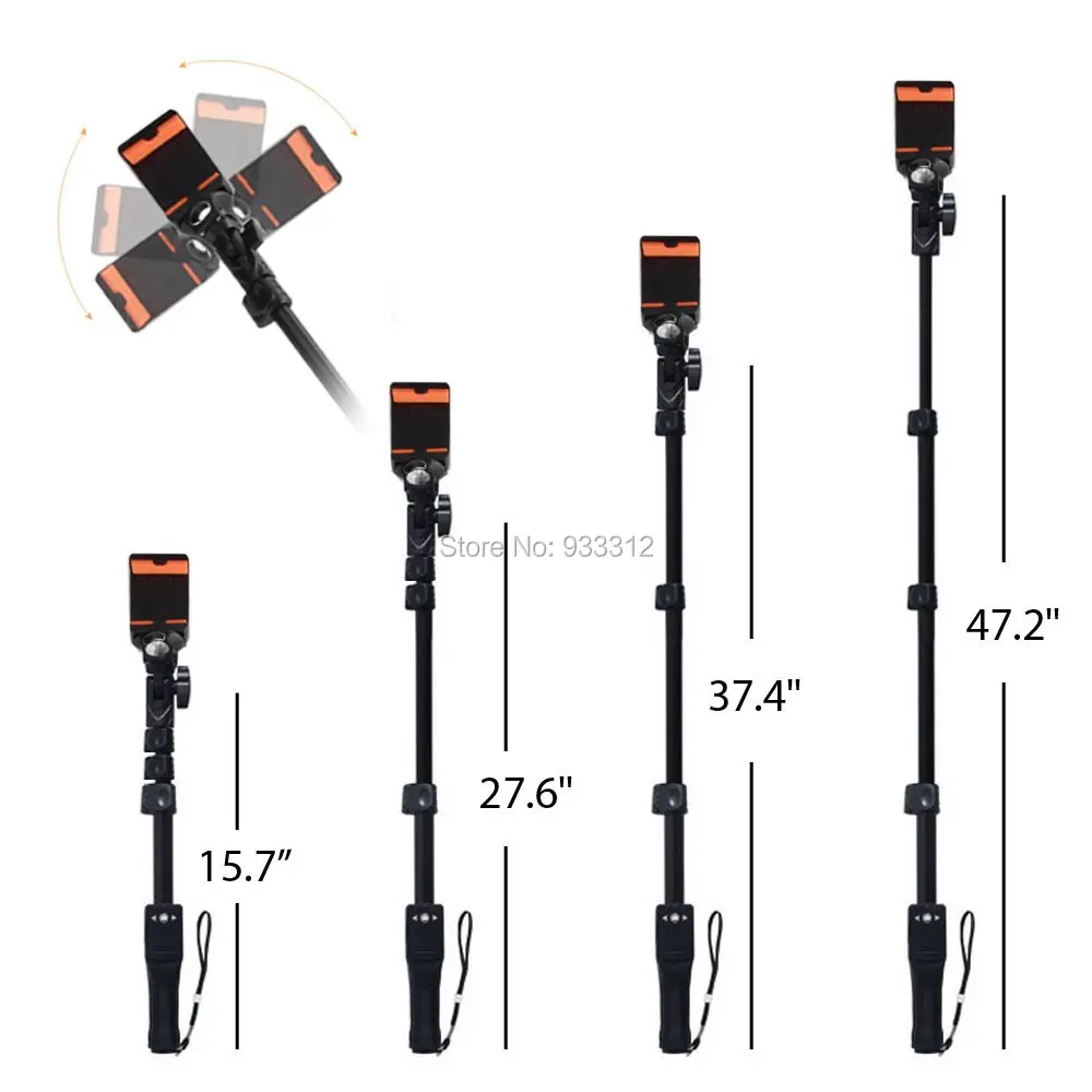 Professional Selfie Stick  Self-Portrait Monopod with Removable Bluetooth Wireless Remote Control Shutter for GoPro DSLR Camcorder iPhone 6s 6 Plus Android sports 5