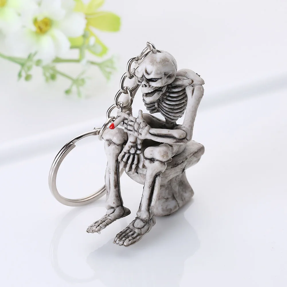

Fashion Skull Toilet Rubber Pendant Keychain Purse Bag Car Charm Keyring Key Chain Cool Gifts For Women Men @CX17