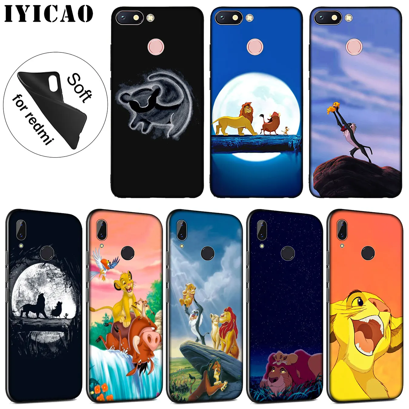 

IYICAO Hakuna Matata Lion King Soft Silicone Phone Case for Xiaomi Redmi 6A 5A S2 GO Note 7 4 4X 5 Plus 6 Pro Black TPU Cover