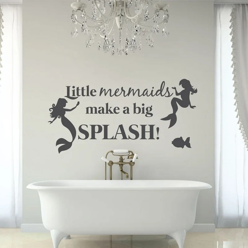 Us 6 85 20 Off Sea Animal Vinyl Wall Decal Mermaid Personality Slogan Children S Room Bedroom Living Room Bathroom Decoration Wallpaper Ys10 In Wall