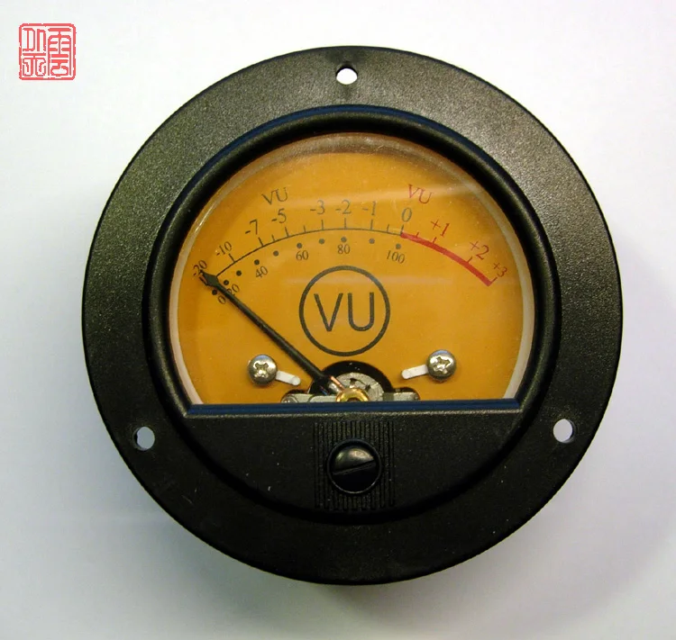 Круглая черная указка в стиле ретро с циферблатом измеритель уровня VU Meter желтая