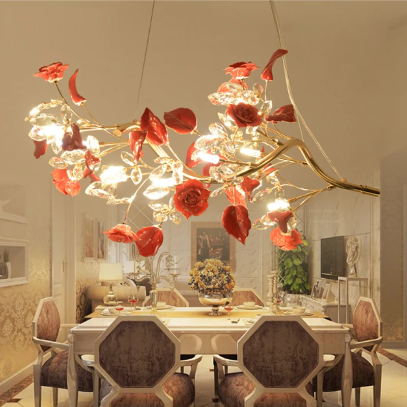 

European style rural retro Pendant Light garden luxury villa living room dining room Crystal Pendant Lights Clothing shop lamps