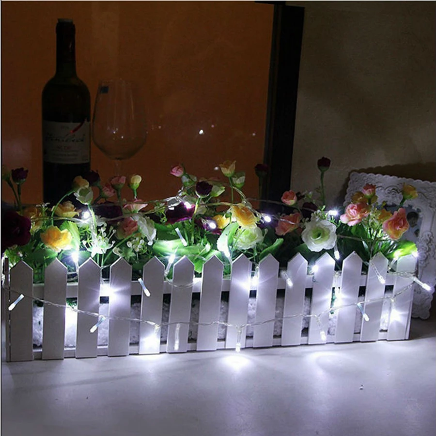 

HANMIAO 100 LED Light String Clear Silver Wire Battery Powered Festoon LED Light Christmas Tree Decoration Fairy Lights Outdoor