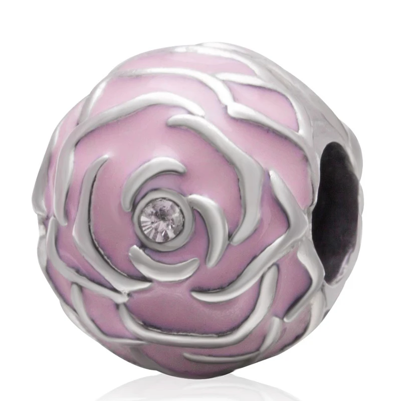 Aliexpress.com : Buy Fit pandora Charms bracelets Pink Enamel Rose