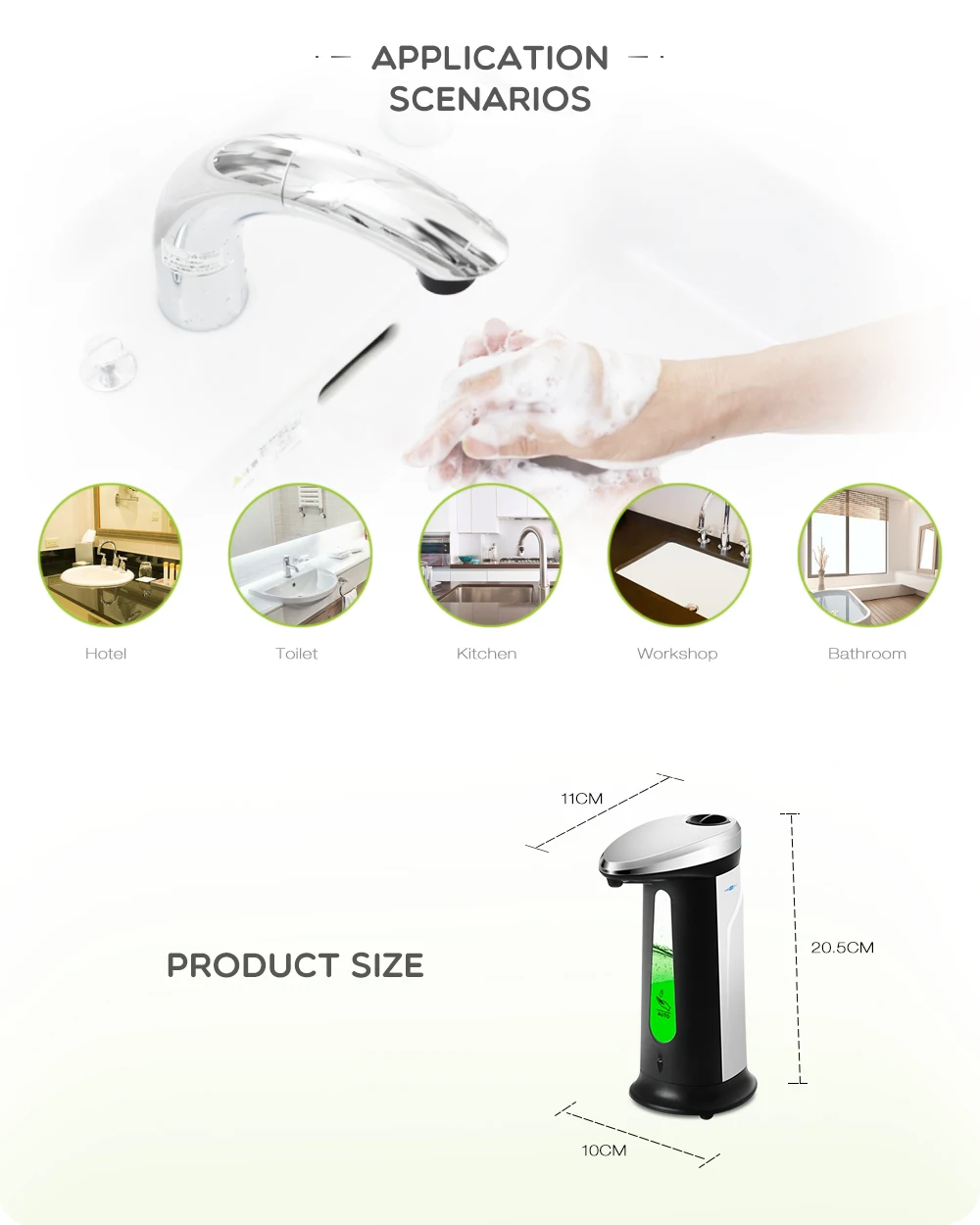 AD - 03 400ml ABS Electroplated Automatic Soap Dispenser Touchless Sanitizer Dispenser