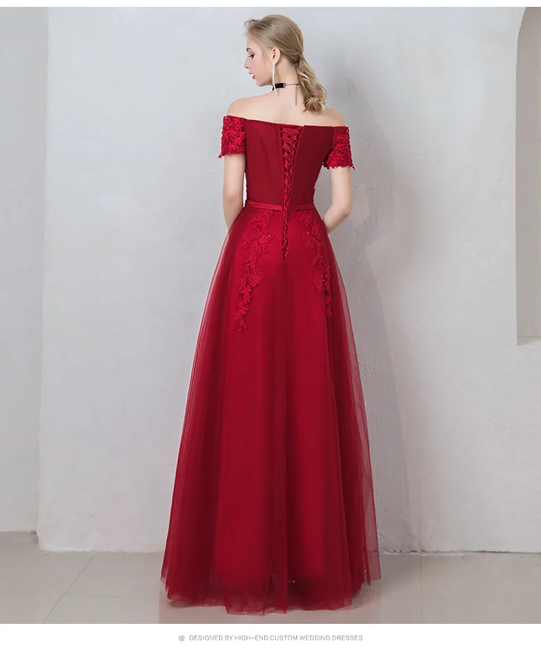 Robe De Soiree Wine Red Evening Dress Long Sweetheart Tulle with Appliques Beaded Long Prom Party Gown Abiye Robe De Soiree Wine Red Evening Dress Long Sweetheart Tulle with Appliques Beaded Long Prom Party Gown Abiye