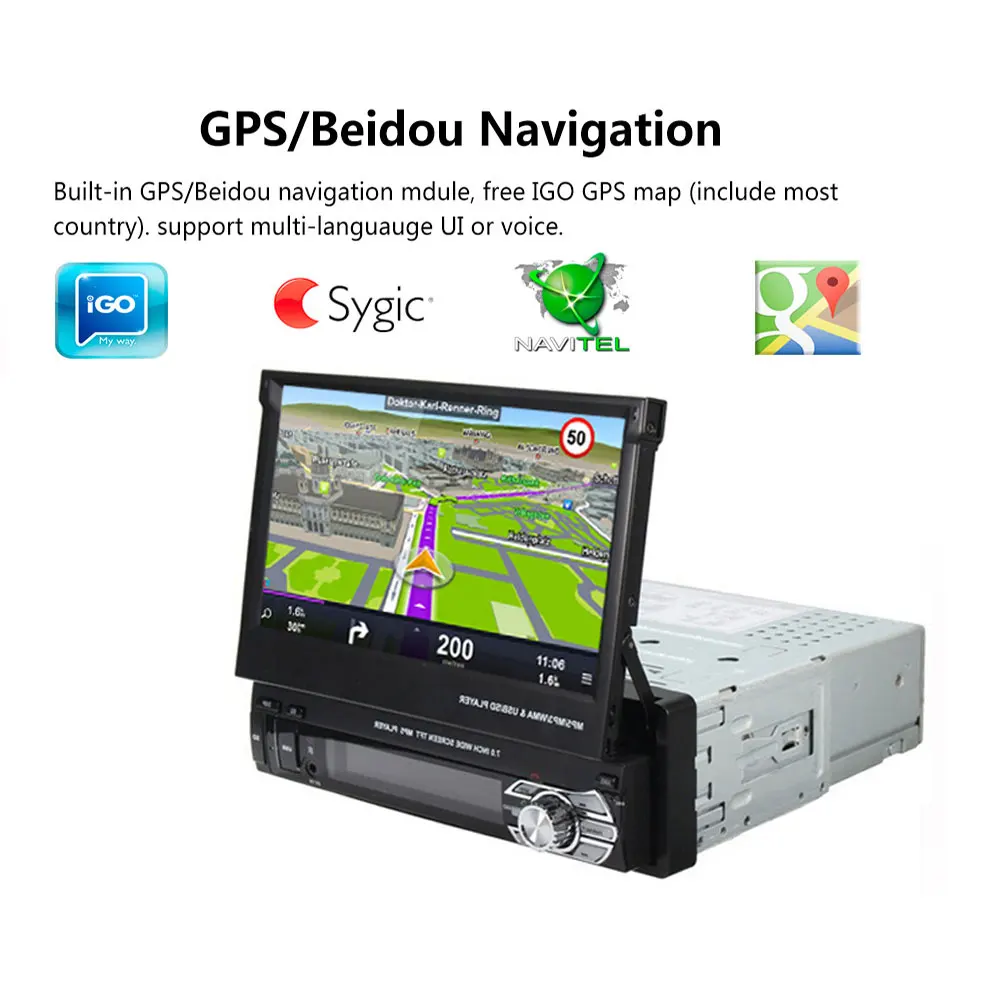Podofo 1din Car Radio Retractab Autoradio Bluetooth Car Stereo 7\ Podofo 1din Car Radio Retractab Autoradio Bluetooth Car Stereo 7\
