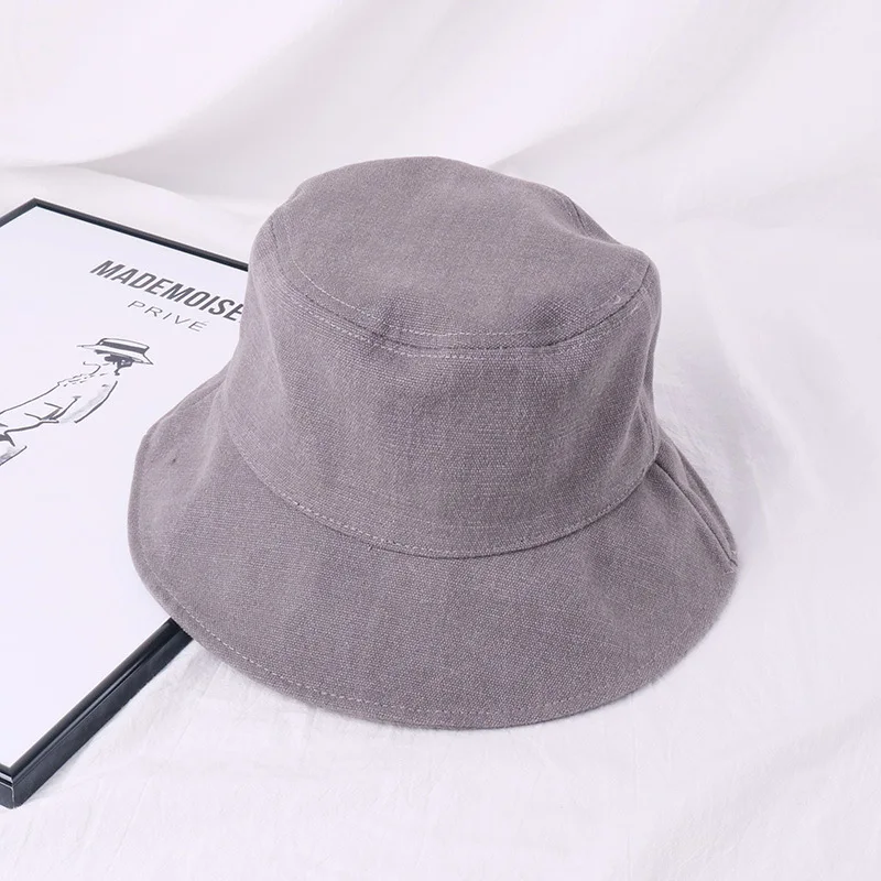 Candy Color Bucket Hat Women Fishing Men Bucket Hat Spring Summer Bob Hip Hop Caps Gorros Unisex Cotton Sun Flat Caps - Color: grey