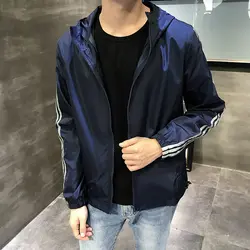 Весенняя новая мужская одежда спортивная мужская мода тонкие ветровка пальто на молнии пиджаки Мужская куртка с капюшоном Jaqueta Masculino M-8XL