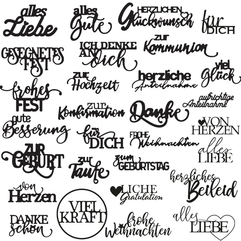 

"gluckwunsch" German Words Metal Cutting Dies for Scrapbooking DIY Album Embossing Card Making Decor Stencils Crafts New 2019