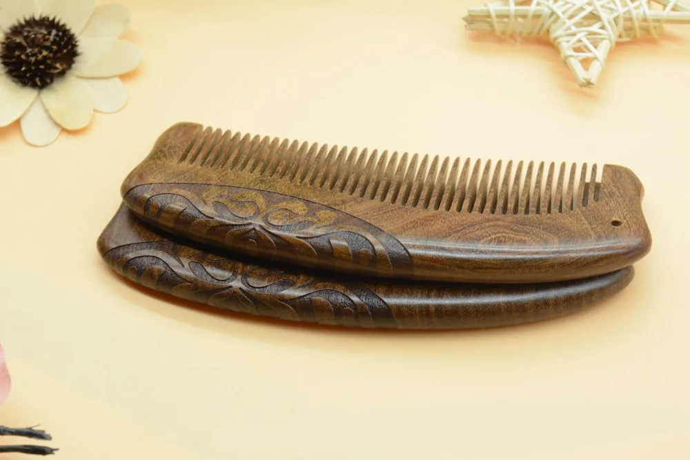 Карманы деревянные гребни черного золота сандаловое дерево очень узкие зубы гребень без статического вшей борода гребень для укладки волос