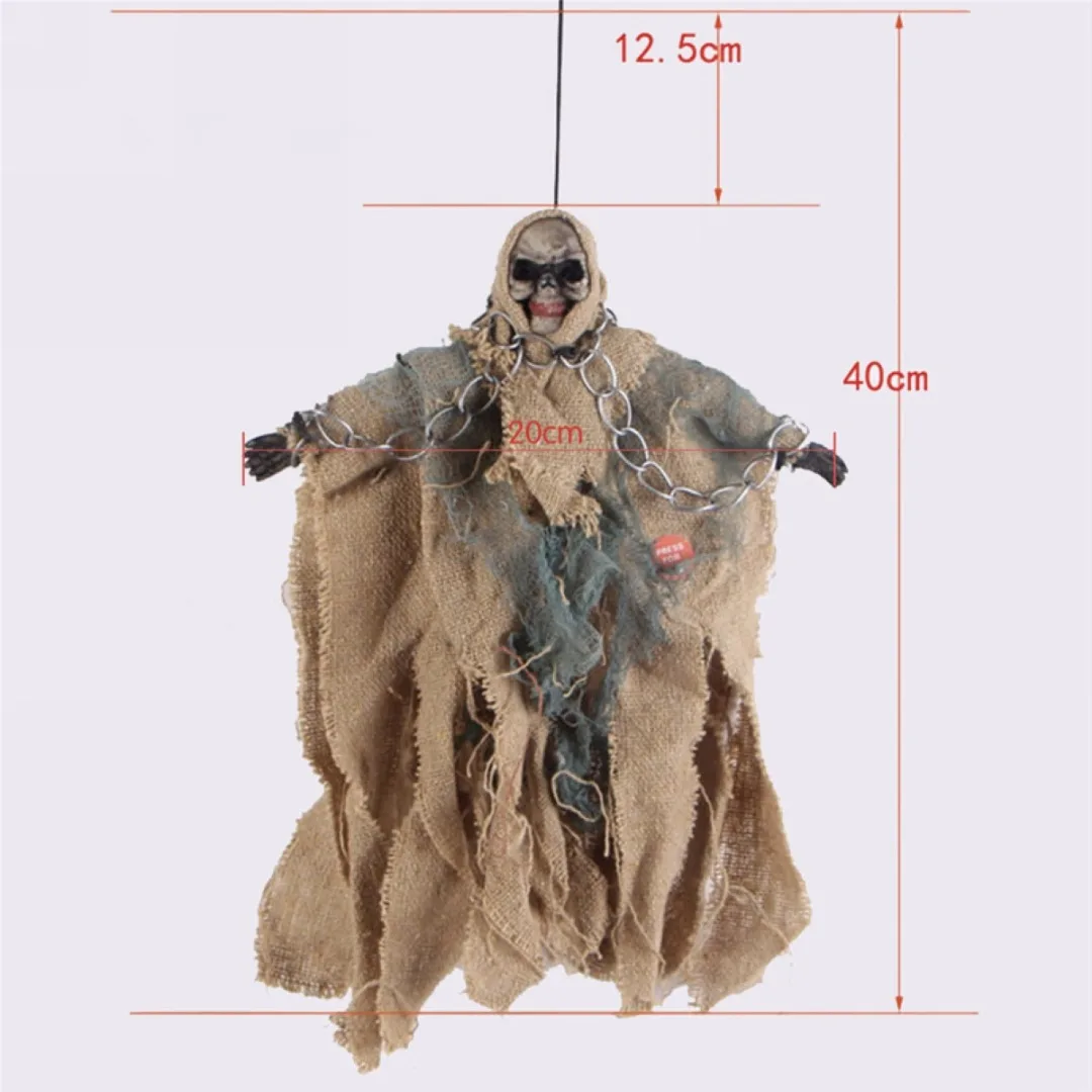 JX-LCLYL Halloween Party Bar Prop Decoration Voice Activated Hanging Skull Skeleton Ghost