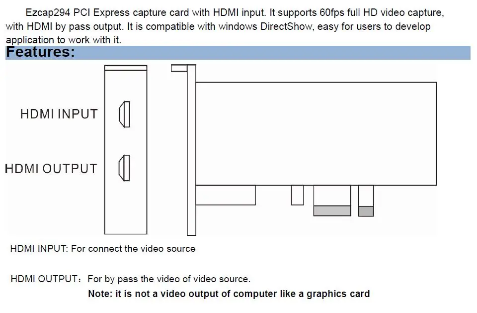 EZCAP PCIE Карта видеозахвата 4k HDMI HD видеозахвата 1080p 60pfs запись игровой конференции прямая трансляция потокового веб-вещания