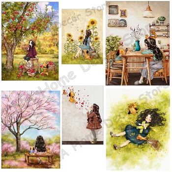 

Cartoon Girls drill Mosaic 5D Diy Embroidery Diamond Painting Rhinestone 3D Cross Stitch Kits room decoration crafts for kids