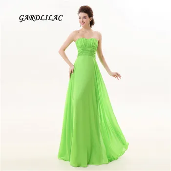 

New Strapless Green Long Chiffon Bridesmaid Dresses 2019 Wedding Party Gown Maid of Honor Long Prom Dress
