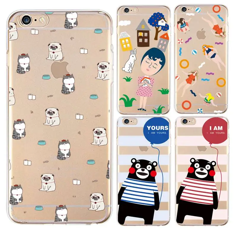 Мягкий прозрачный чехол для телефона из ТПУ iPhone 4/4S 5 5S 6 6plus 7 8plus x силиконовые сумки
