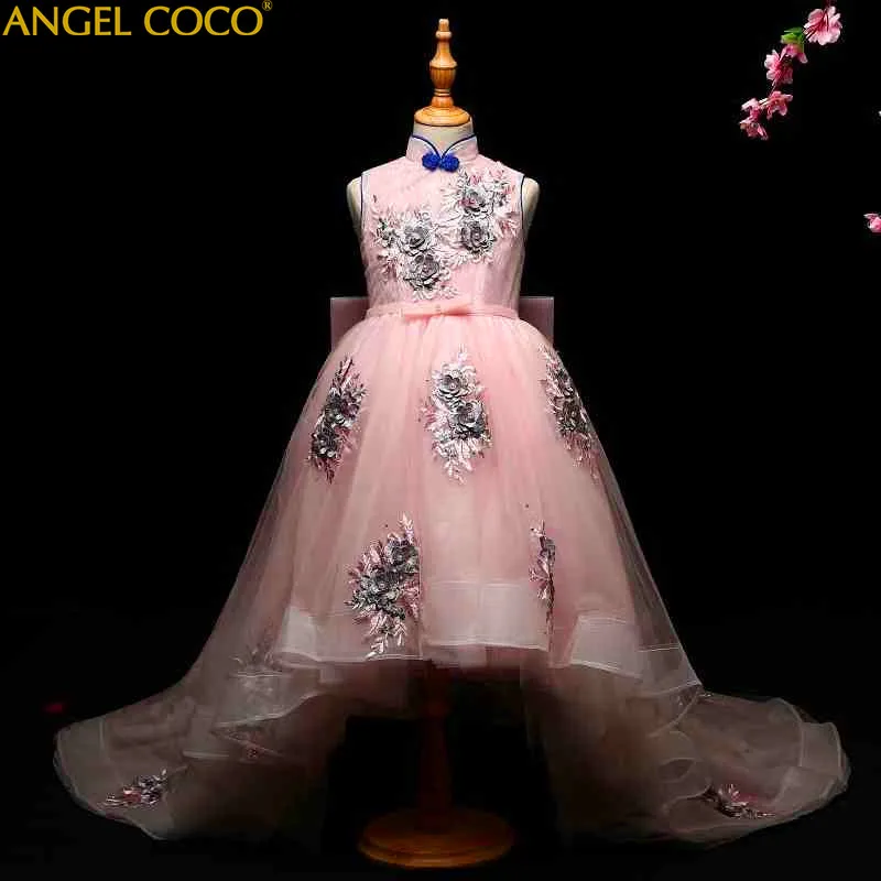 

Pink Carnaval Costumes For Kids Clothes Girls Party Wedding Dress Embroidery Tulle Communion Dresses Princess Dress Children