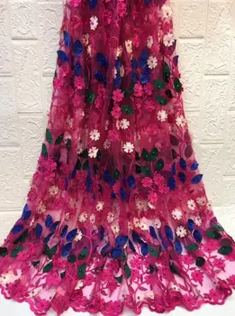 

Latest design French Embroidery Net Lace Fabric for party New design 3d flower S-121610 For Wedding