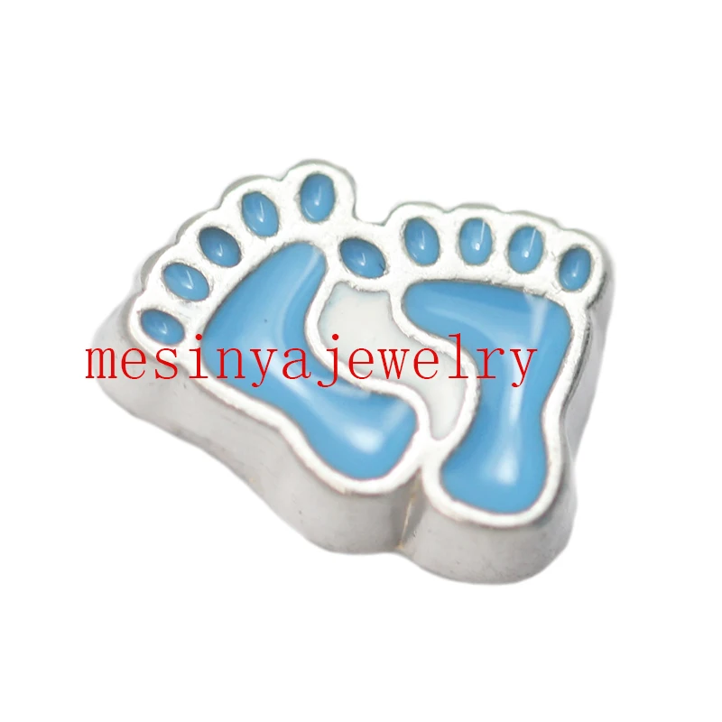 

10pcs Blue Baby Feet Infant Custom Floating Charms For Glass Locket