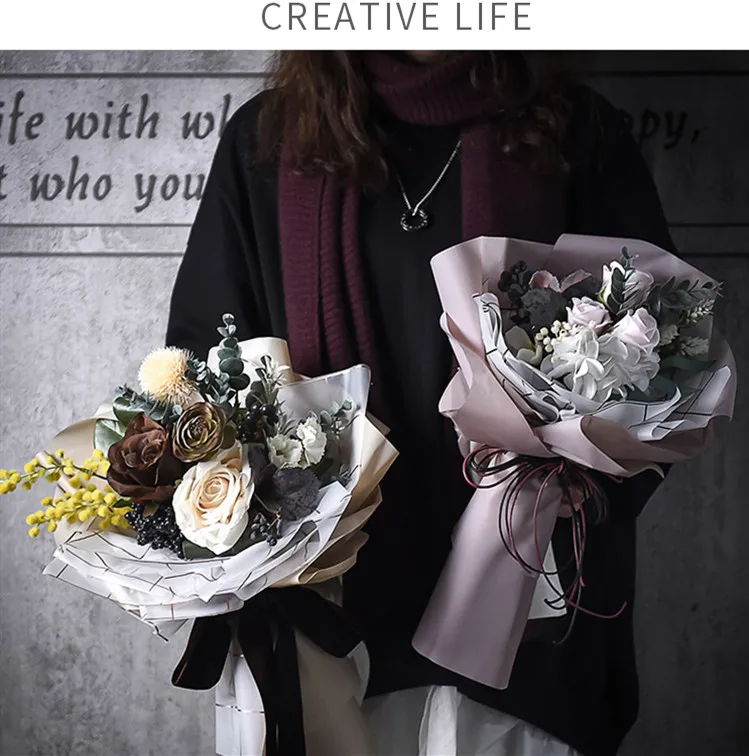 20 шт. корейские цветы двухцветная бумажная упаковка цветочный материал оберточная бумага цветочный букет поставки свадебные принадлежности