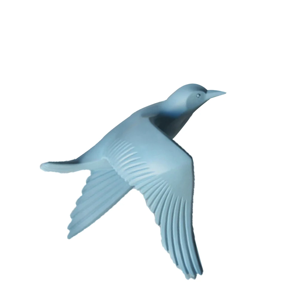 5pcs Nautical Resin 3D Birds Wall Art Murals Flying Seagull Sculpture Bedroom Wall Stickers DIY Home Hotel Decor Blue