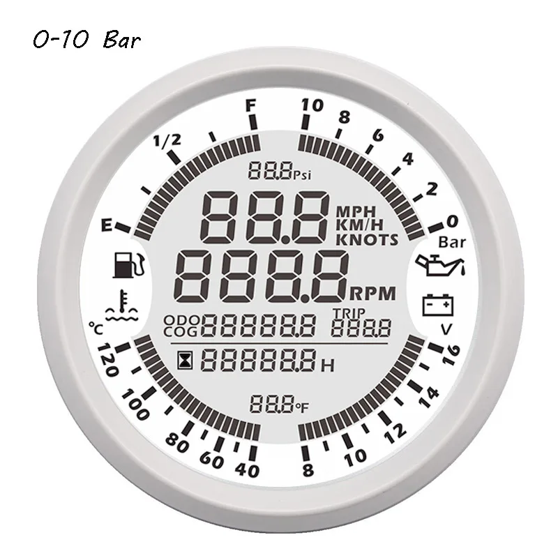 85 мм Автомобильная лодка gps Спидометр многофункциональный температура воды Уровень топлива вольтметр датчик давления масла Тахометр - Цвет: WW 0-10Bar