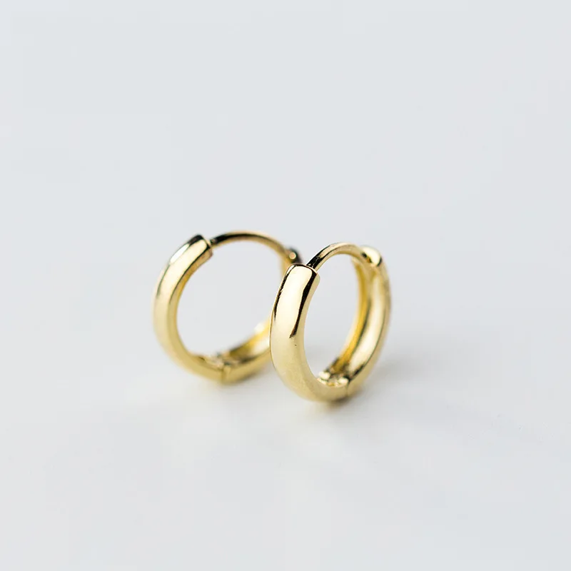

WTLTC Gold Color Round Small Huggie Earrings for Women 925 Sterling Slive Hoop Earrings 9mm Ear Cuff Earrings Minimalist Hoops