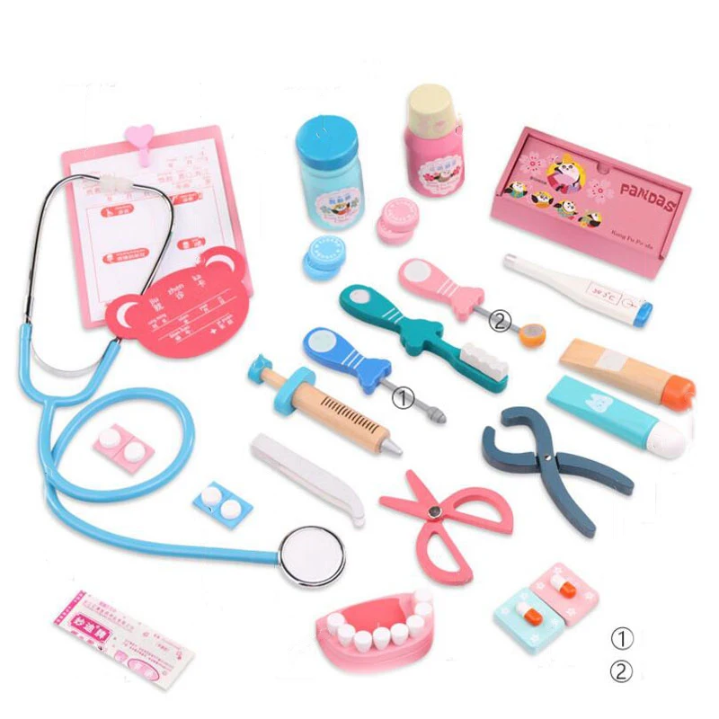 1 компл. деревянная медсестра инъекция, инструменты Simulative Medicine Box Baby Pretend Play Doctors Kit ролевые игры для детей девочек