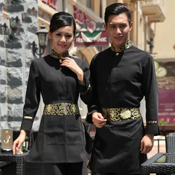 

New Design 2 Color Long Sleeve Work Wear Restaurant Uniform Waitress Uniform Bar Waiter Uniform