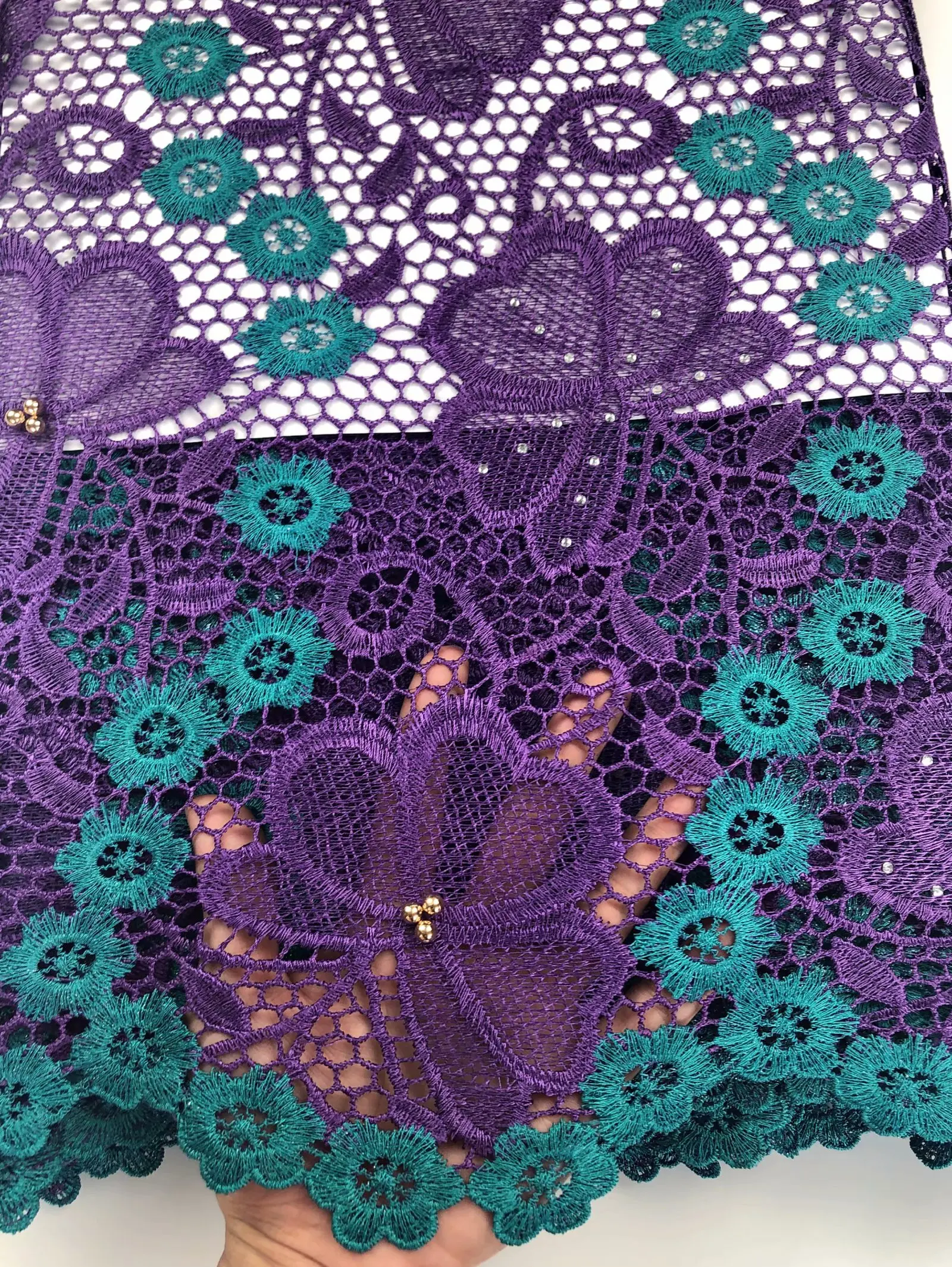 

Newarrival African lace fabrics high quality 5 Yards Embroidered African cord lace for wedding guipure lace fabric HUASIMAY206
