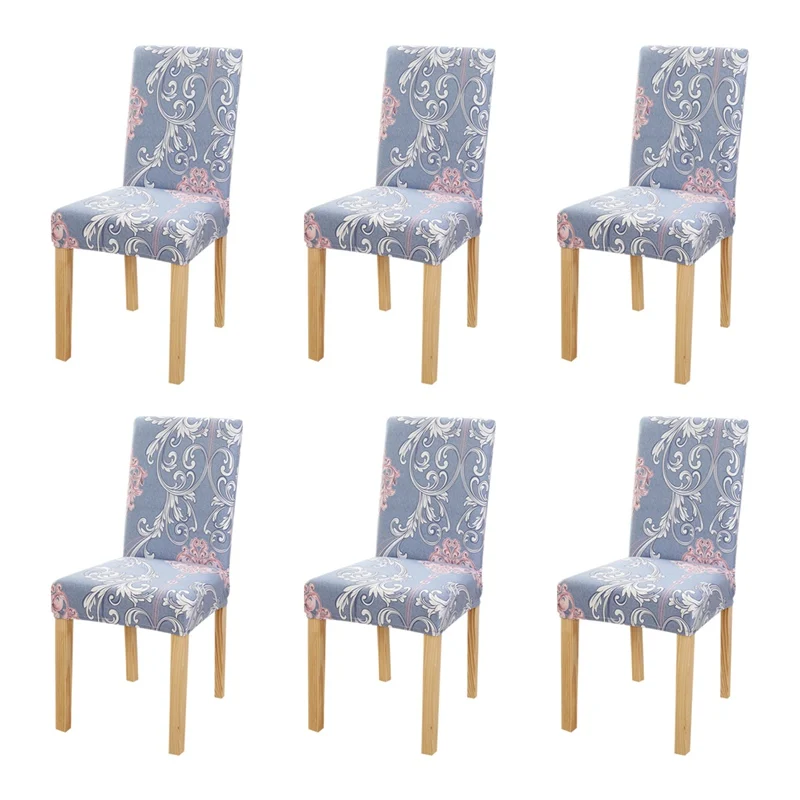6 шт. чехлы на кресла стрейч для Обеденная удаляемый моющийся чехлы для стульев для Банкет Ресторан для вечеринок, мебели протектор - Цвет: Blue Bell