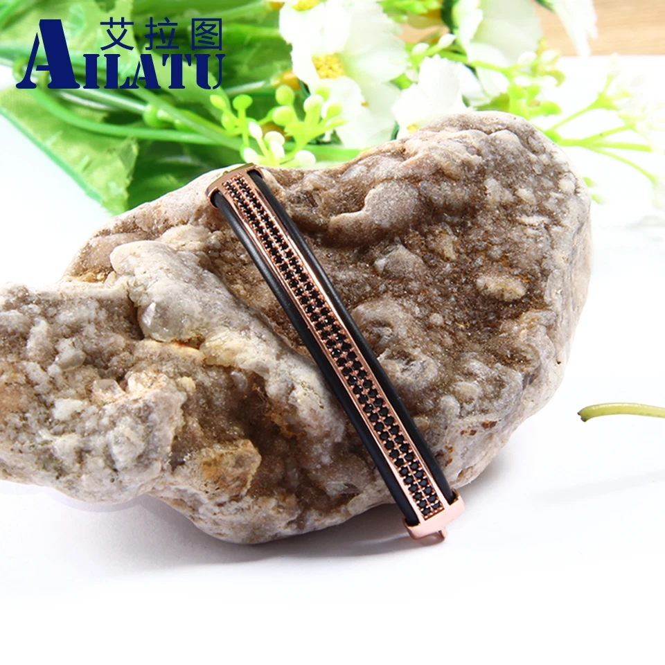 Ailatu мелкое ремесло микро проложить Черный Cz кривой Шарм кубик аксессуары для DIY модный браслет или ожерелье ювелирные изделия