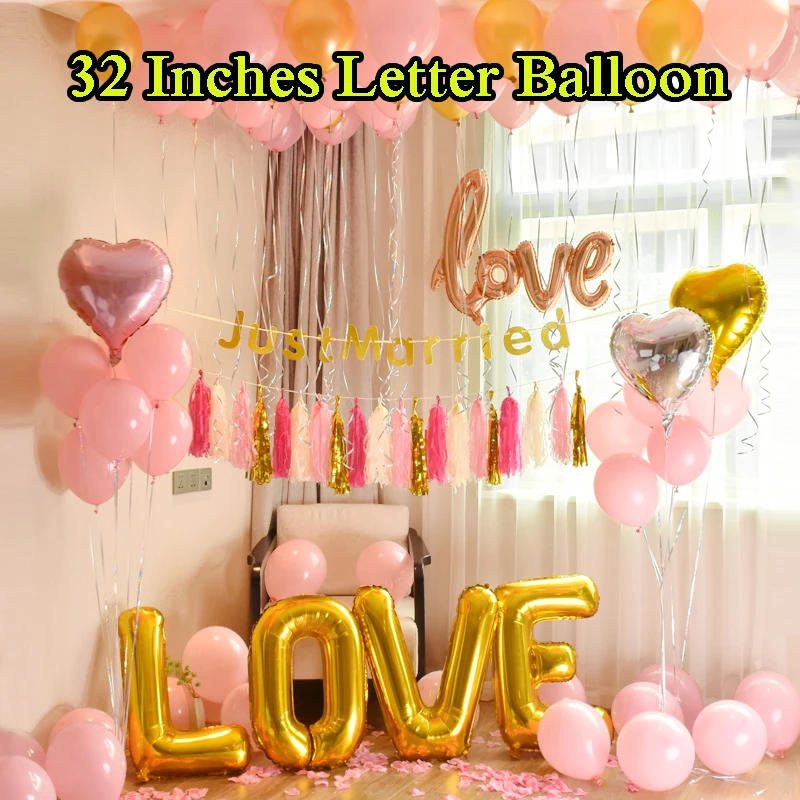 Promotional 1 PCS Big Helium Foil Valentine Graduation Wedding Birthday Party Balloon Decorations Letter Balloons 32 40 Inches | Дом и сад