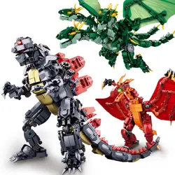 Новый детский Монстр динозавров игрушечные роботы для детского интеллекта сборка строительных блоков игрушки Юрского периода warcraft Модель