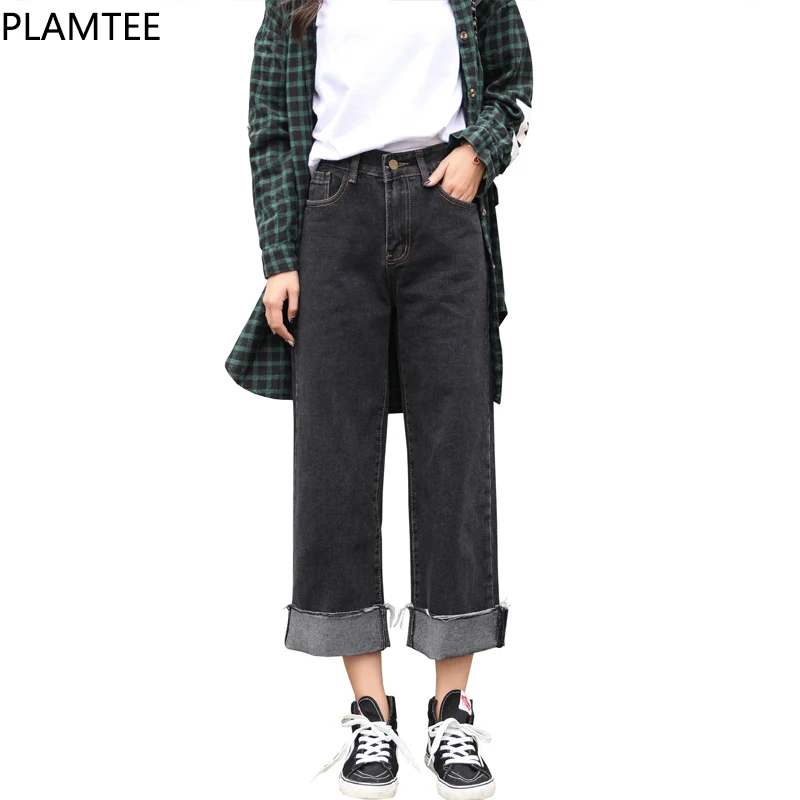 2019 spring and summer high waist boyfriend jeans for