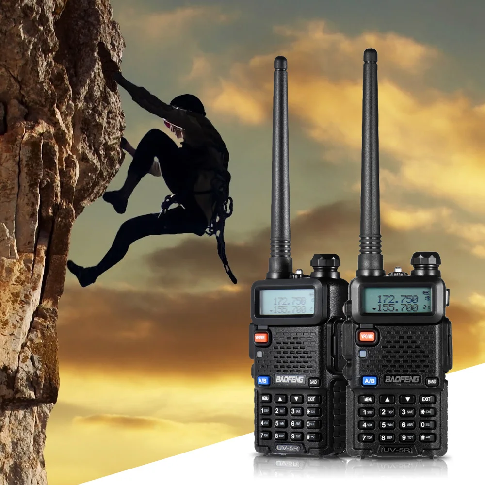 BAOFENG UV-5R портативная рация двухстороннее радио fm-приемопередатчик двухдиапазонный DTMF кодированный VOX сигнал тревоги светодиодный фонарик ключ замок