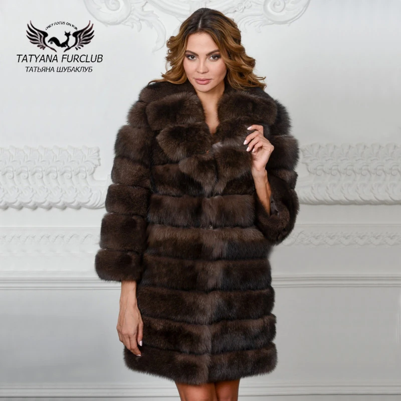 Tatyana Furclub натуральное меховое пальто новое роскошное зимнее натуральное лисьего меховое пальто с меховым воротником наивысшего качества зимнее меховое пальто для женщин