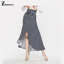 Zinwoco клетчатая длинная юбка Зимняя женская цветная блочная юбка плюс размер труба Женская юбка с высокой талией модная сексуальная женская