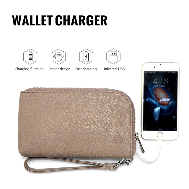 Wallet Bank Clutches Portable Handbag Charger Purse Wallet Bank Clutches Portable Handbag Charger Purse Charging Set 2200mah For Iphone And