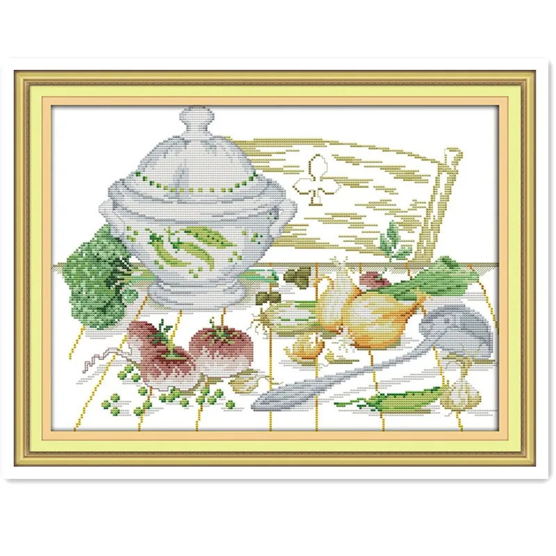 

Vegetables On The Table cross stitch embroidery Chinese Counted Cross Stitch Patterns Kits Needlework Home Decor 11CT 14CT