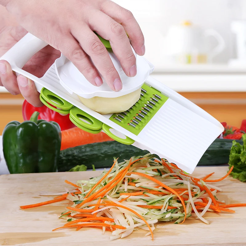  Mandoline Slicer with Interchangeable Stainless Steel Blades Vegetable Cutter Peeler Slicer Grater Multifunctional Kitchen Tools 