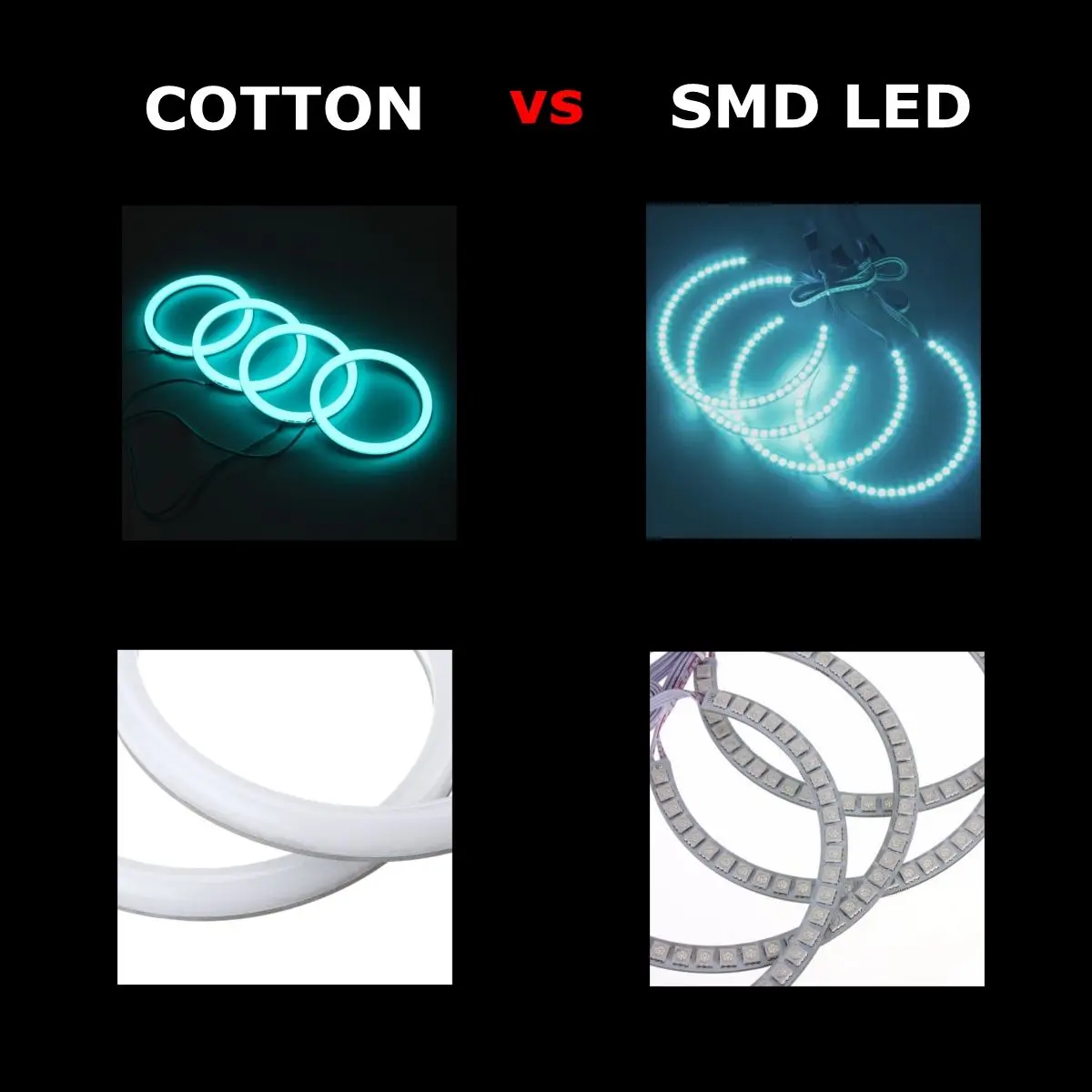 US $35.49 Headlight Multicolor RGB LED Angel Eyes Halo Ring Eye Light Remote Control for BMW E46 E90 E91 2PCS 131mm 2PCS 146mm