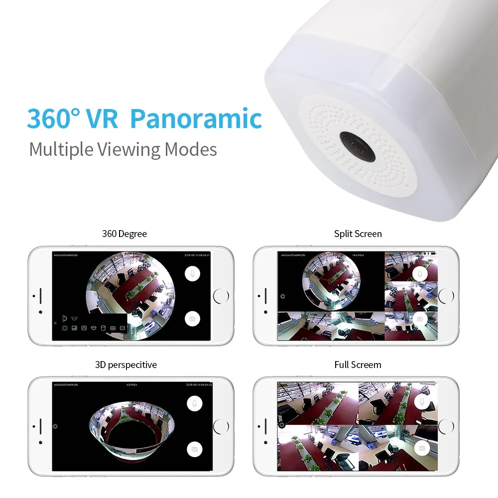 1080P Bulb Light FishEye Smart WiFi IP Camera 360degree Panoramic VR Camera Wireless Home Security CCTV Camera with Night vision