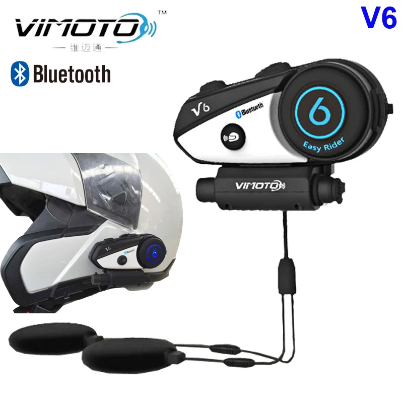 Vimoto V6 BT Interphone мотоциклетный шлем гарнитура Интерком одновременно пара 2 различных Bluetooth Высокая точность передачи