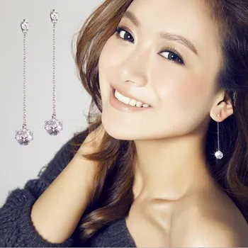

Long Tassel Hanging The Crystal Balls 925 Sterling Silver Jewelry Fashion Exquisite Bright Beautiful Female Earrings SE206