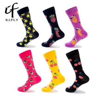 

6 Pairs Pineapple Happy Novelty Men's Funny Socks Meias Brand Short Fancy Socks Cotton Harajuku Casual Socks Size EU 40-45