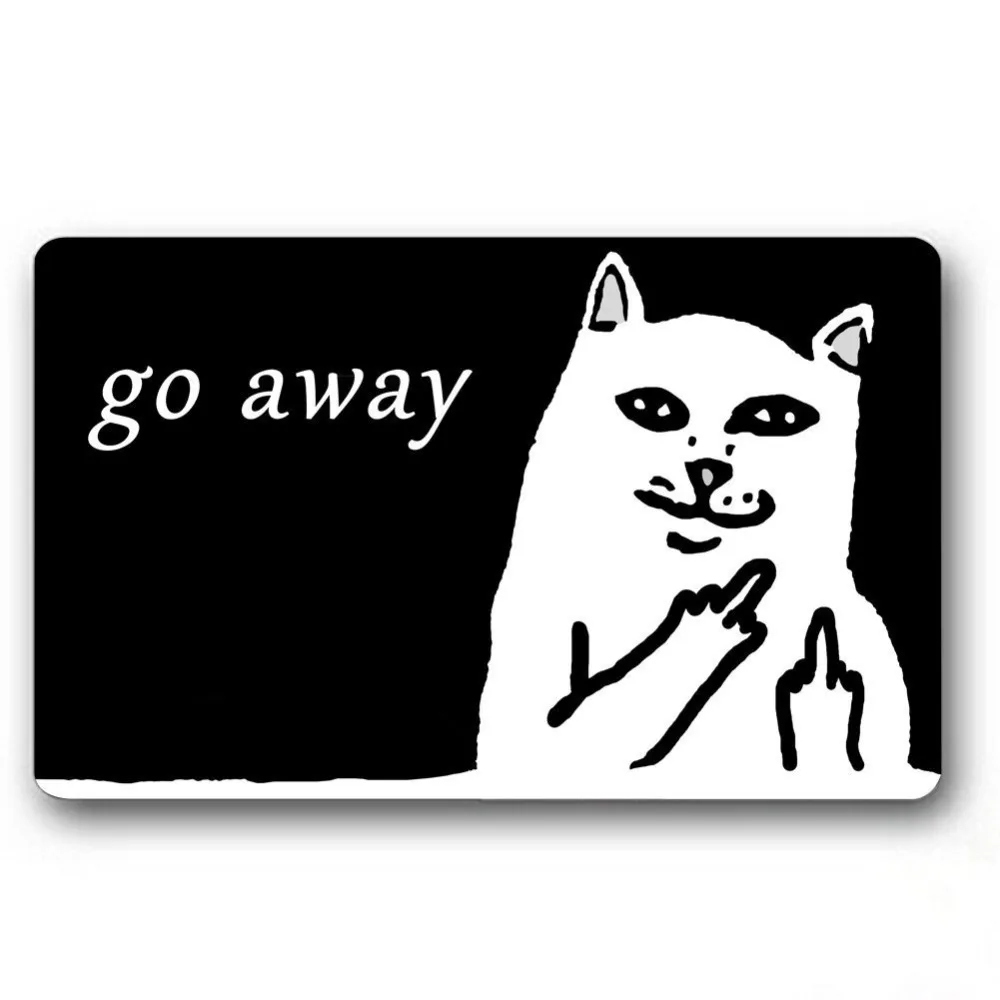 Custom Short Plush Angry Cat Go Away Door Mat Printed Non slip Carpet