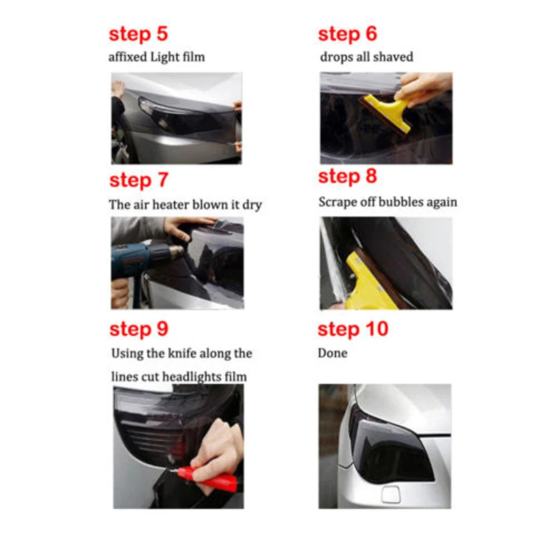 Mayitr 30*120cm Waterproof Transparent Clear Car Headlight Brake Tail Light Tint Vinyl Wrap Film Sheet