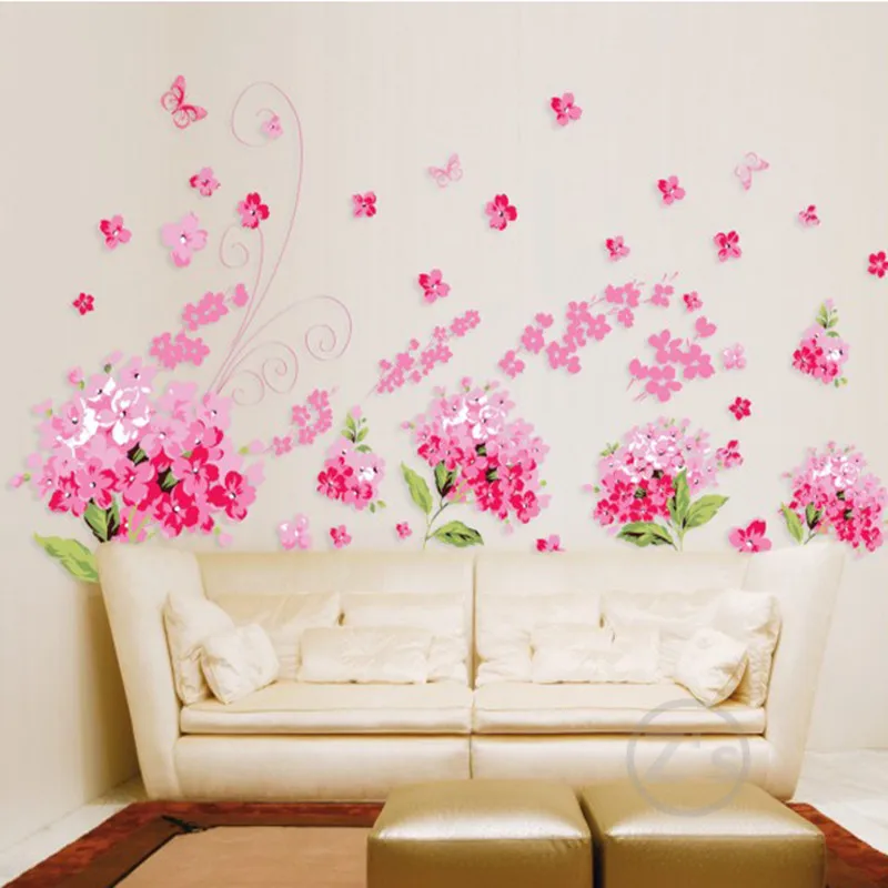 pink flowers cherry blossom wall sticker pink home decor adhesive