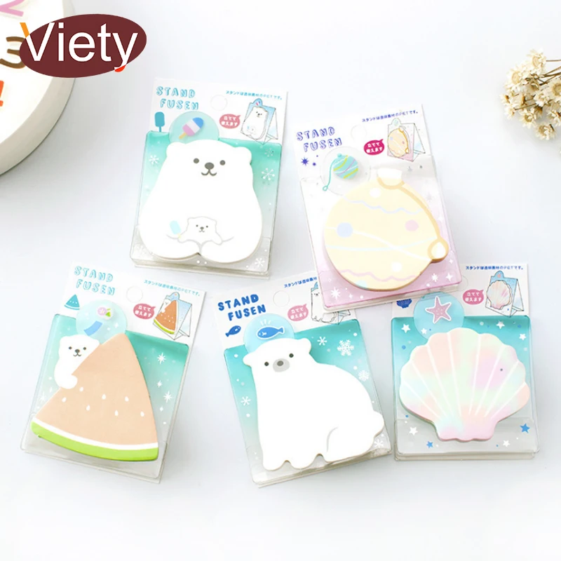 

1 x polar bear shell stand memo pad sticky notes paper sticker notepad kawaii stationery pepalaria office school supplies